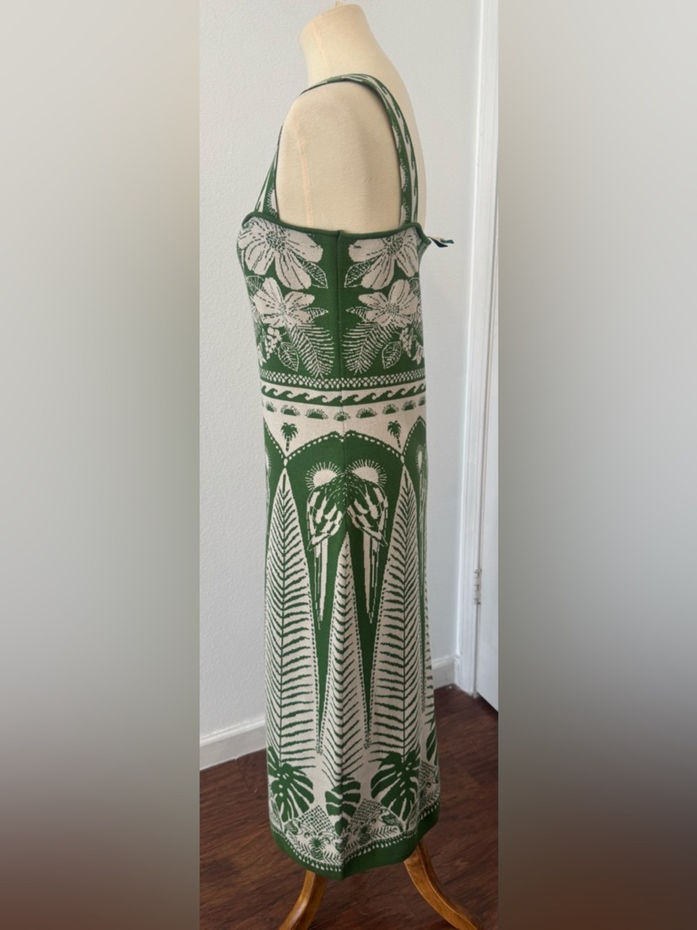 Farm Rio Macaw Jacquard Sweater Dress Fitted Square Neck Resort Vacation Large - Picture 2 of 12